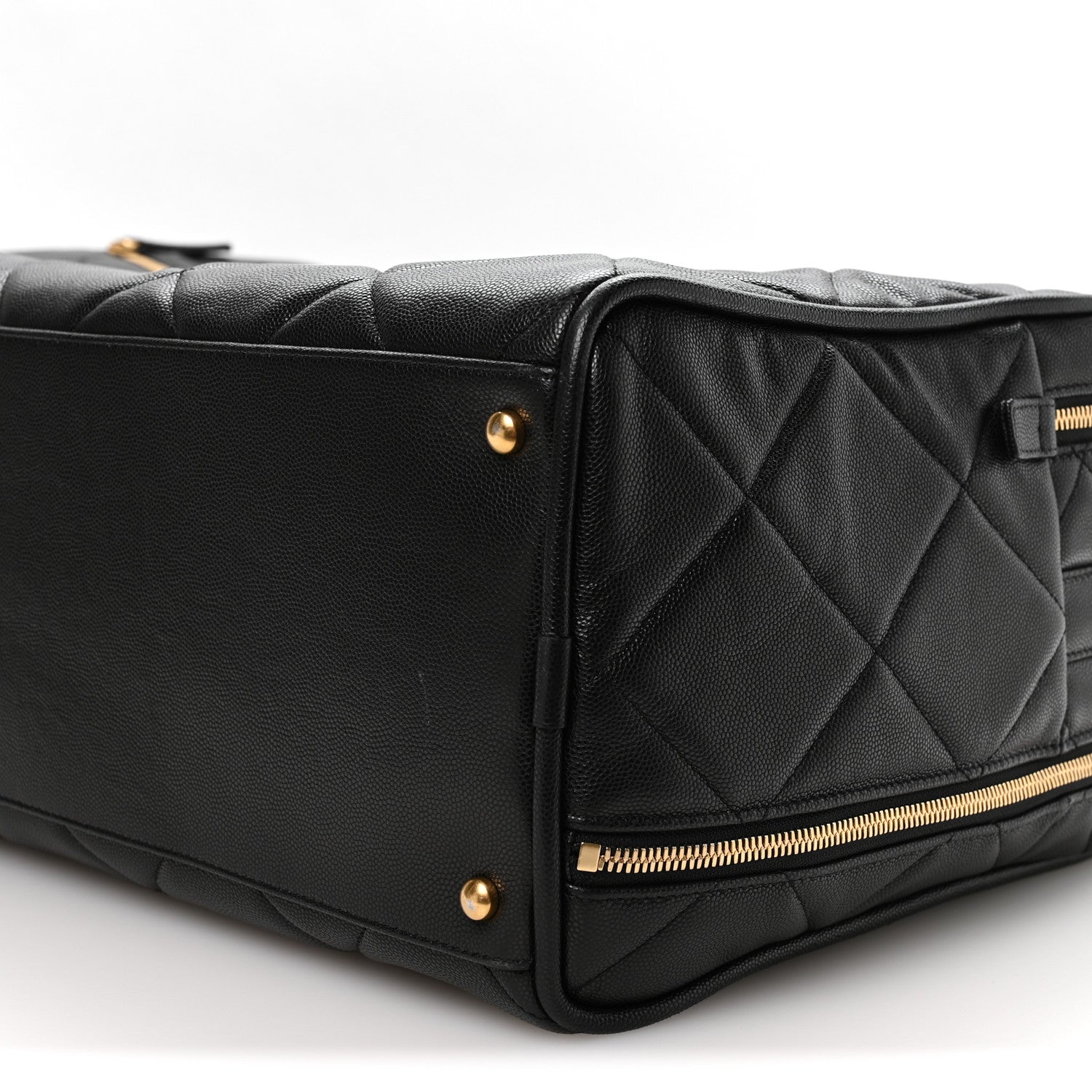 Chanel Shiny Grained Calfskin Quilted Large Travel Bowling Bag Black 9 of 9