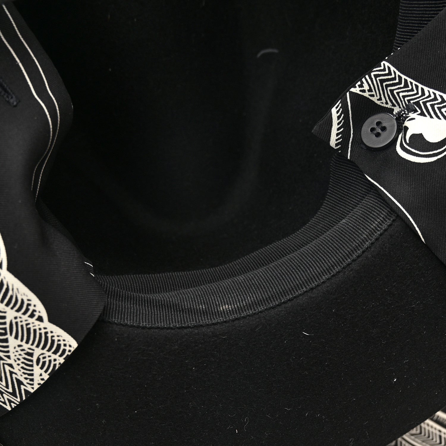 Hermes Feutre Silk Zouaves et Dragons Finesse Dahlia Hat 59 Black 10 of 10