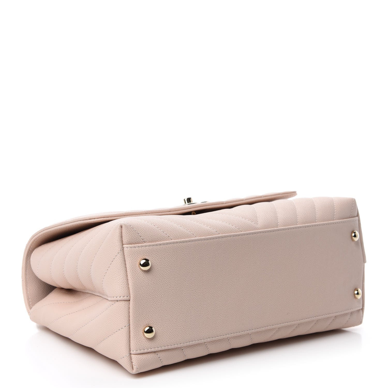 Chanel Caviar Chevron Quilted Small Coco Handle Flap Beige 4 of 11