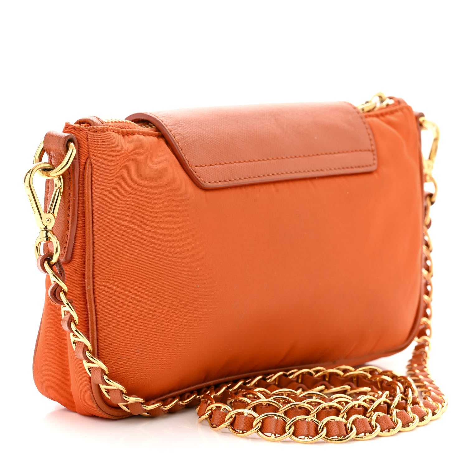 Prada Tessuto Nylon Saffiano Crossbody Bag Papaya 3 of 14