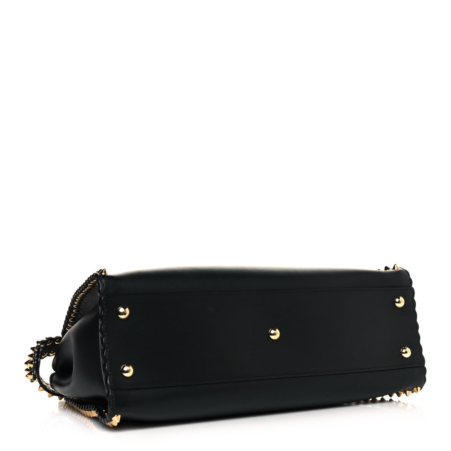 Vitello Seta Shiny Nappa Scalloped Studded Medium Peekaboo Iconic Satchel Black