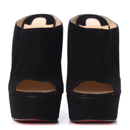 Christian Louboutin Veau Velours Affiche Peep Toe Wedge Slides 40 Black 2 of 8