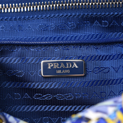 Prada Tessuto Nylon Floral Print Single Buckle Backpack Bluette Dis Primule 6 of 9
