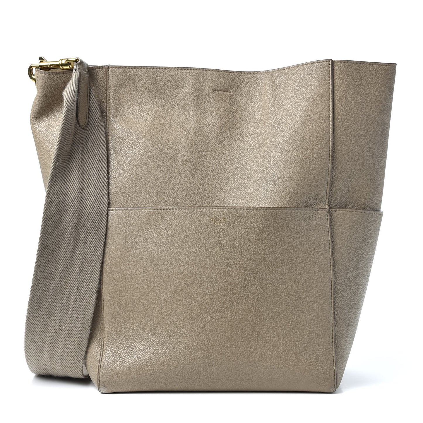 Soft Grained Calfskin Sangle Bucket Bag Taupe