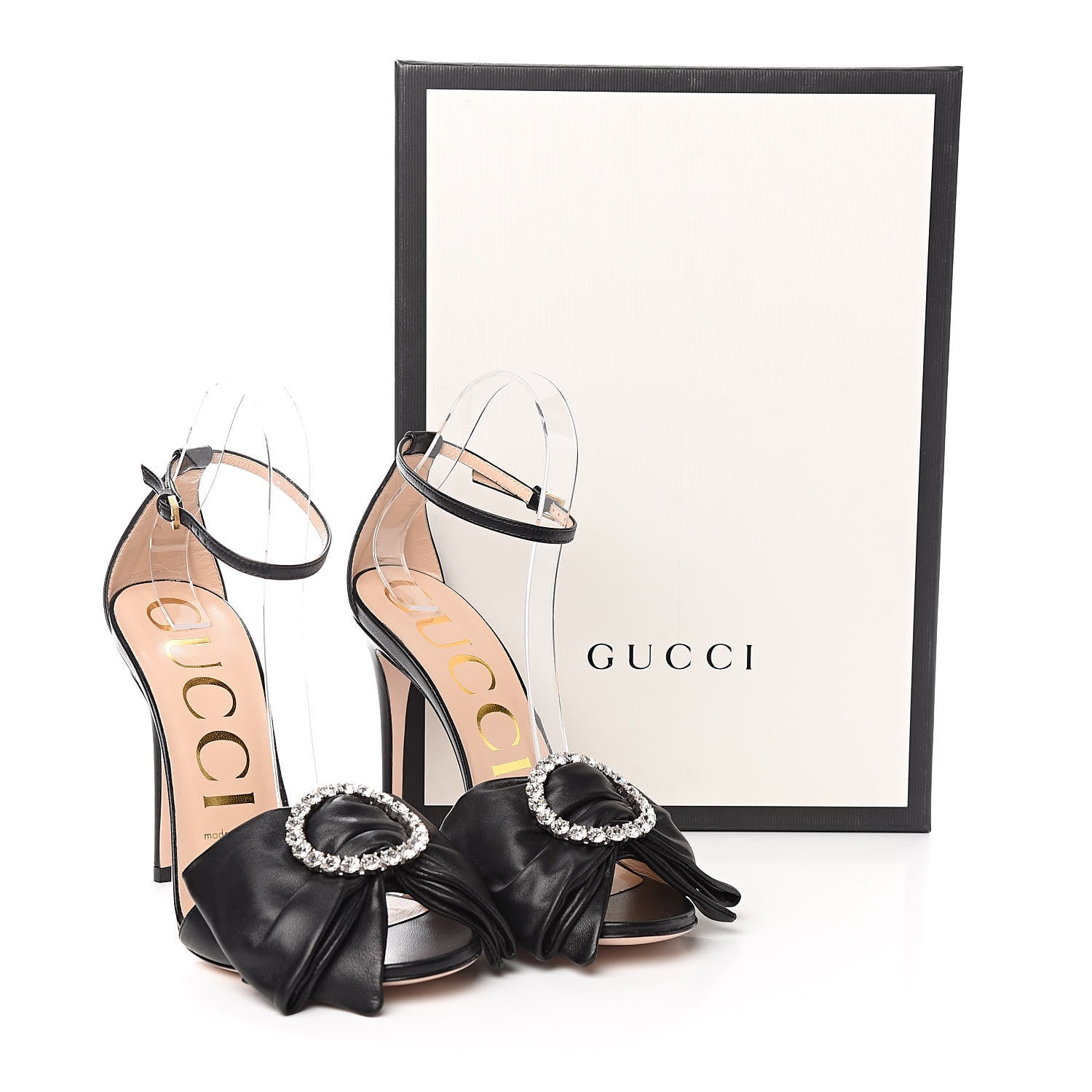 Gucci Nappa Ilse Pleated Bow Sandals 37 Black 9 of 9