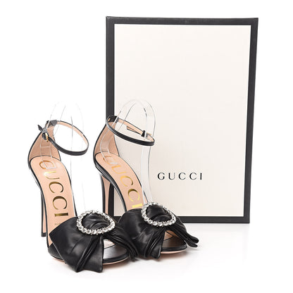 Gucci Nappa Ilse Pleated Bow Sandals 37 Black 9 of 9