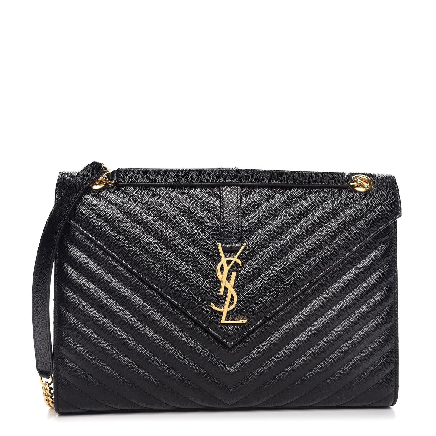Grain De Poudre Matelasse Chevron Large Monogram Satchel Black