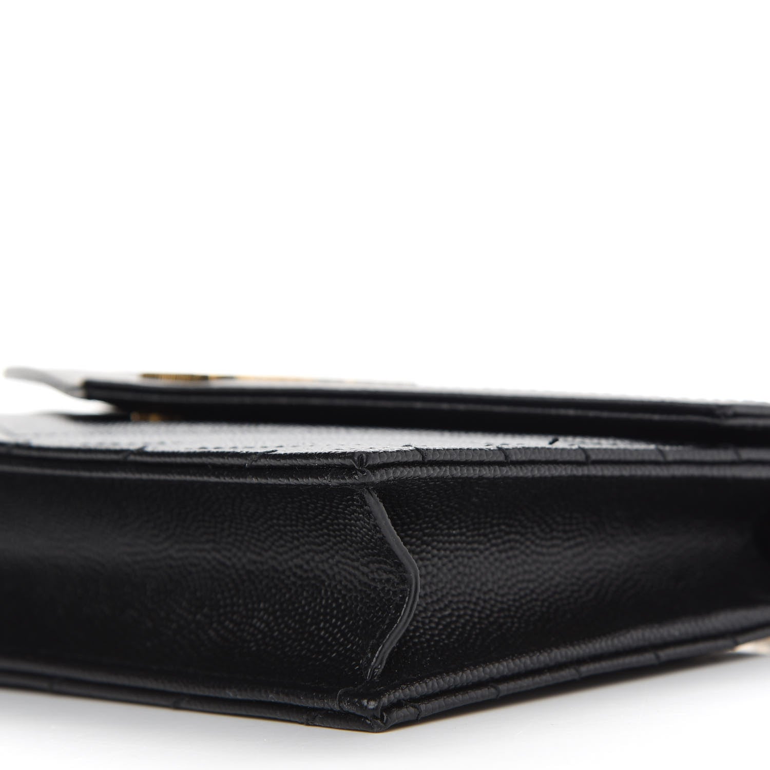 Saint Laurent Grain De Poudre Matelasse Chevron Monogram Envelope Chain Wallet Black 10 of 10