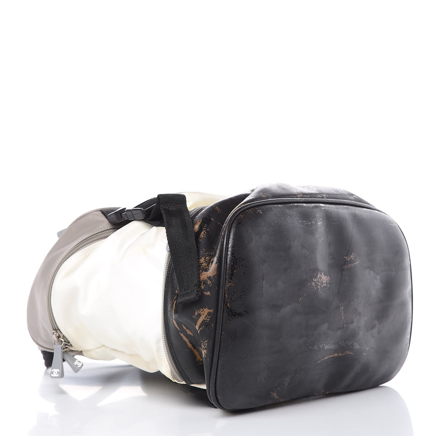 Nylon Calfskin CC Backpack White Gray