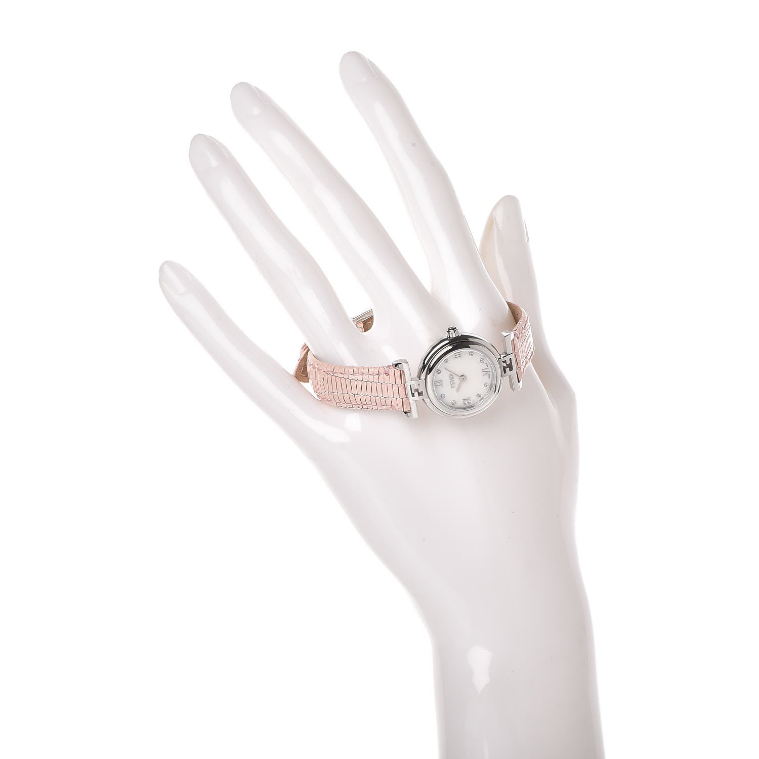Fendi Stainless Steel Calfskin Diamond Pink Mother of Pearl 23mm Moda Quartz Watch 2 of 11