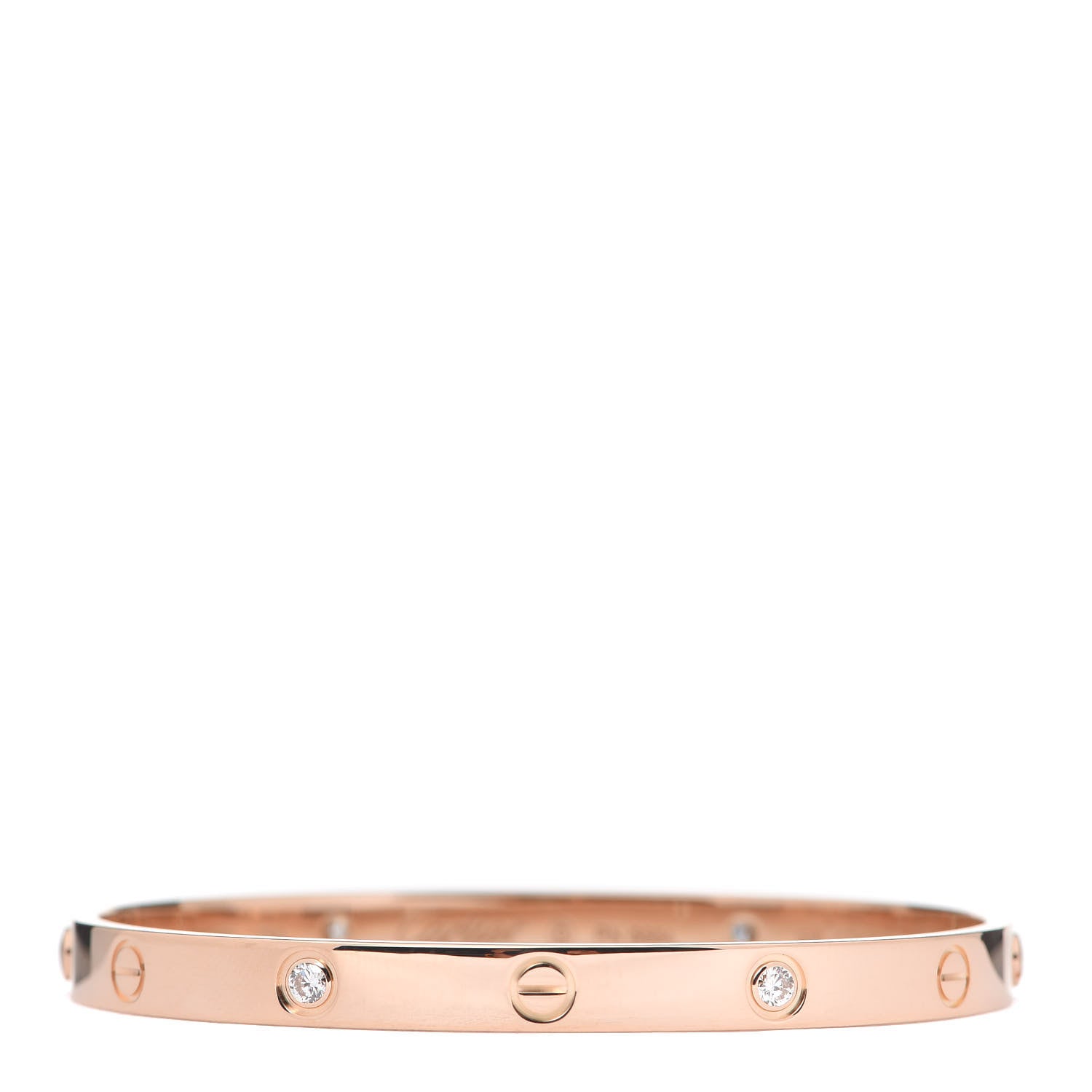 Cartier 18K Pink Gold 4 Diamond LOVE Bracelet 19 1 of 7