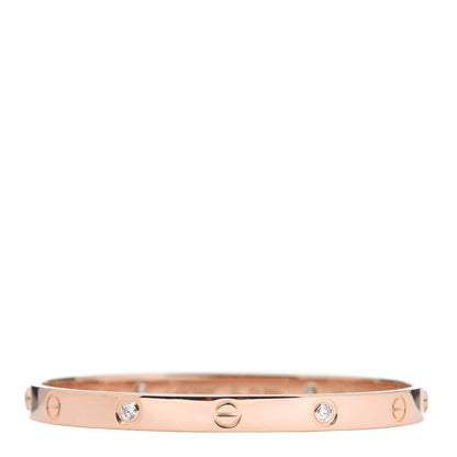 Cartier 18K Pink Gold 4 Diamond LOVE Bracelet 19 1 of 7