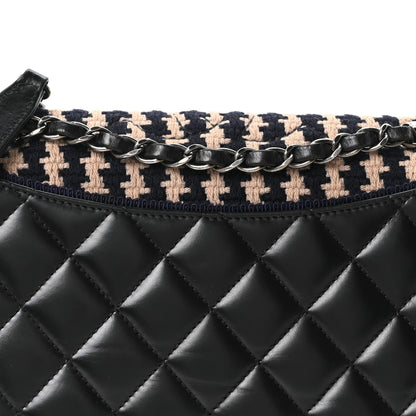 Chanel Tweed Calfskin Quilted Ballerine Flap Black Navy Beige 8 of 10
