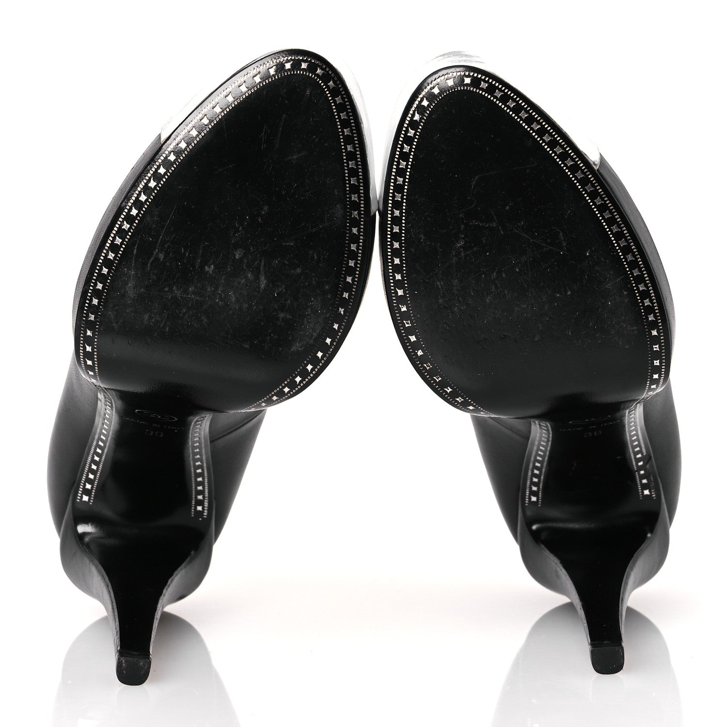 Chanel Calfskin Cap Toe CC Pumps 39 Black Silver 7 of 14