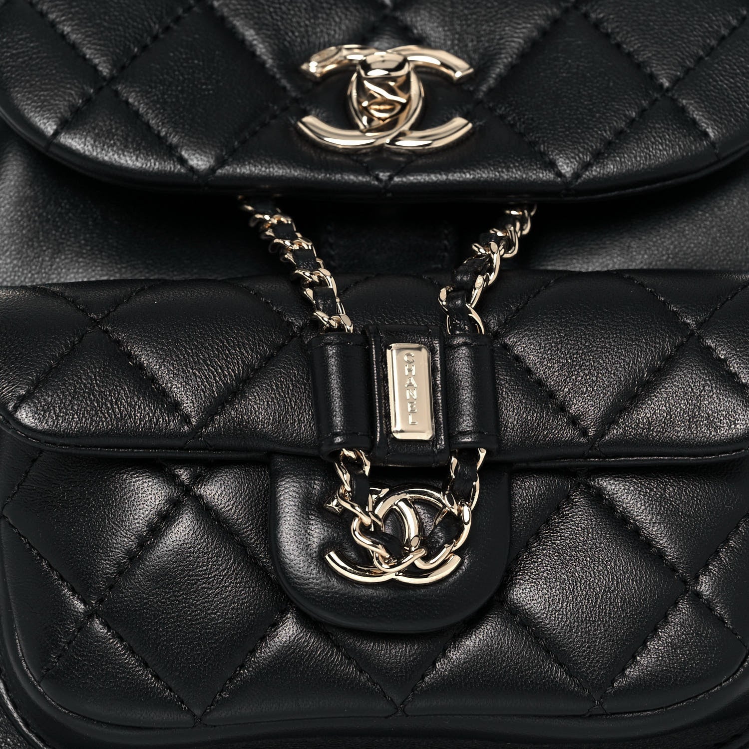 Chanel Lambskin Quilted Small Duma Drawstring Backpack Black 12 of 13