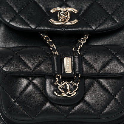 Chanel Lambskin Quilted Small Duma Drawstring Backpack Black 12 of 13