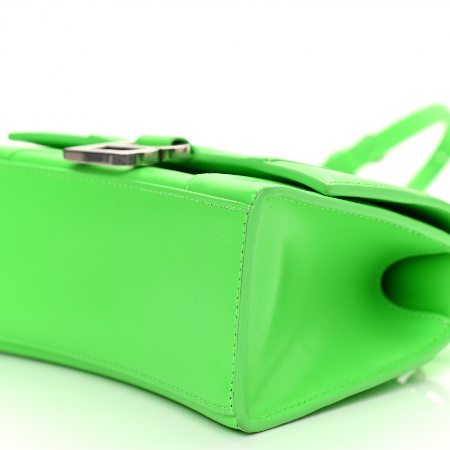 Shiny Box Calfskin Hourglass Top Handle Bag XS Fluo Green