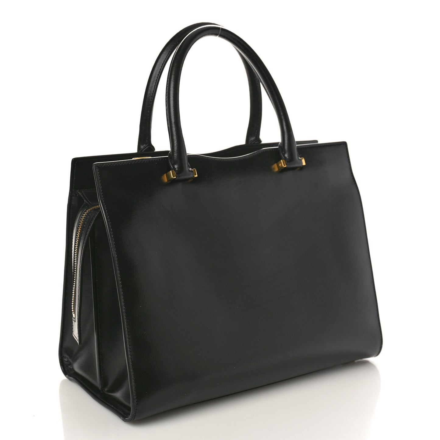 Shiny Calfskin Medium Uptown Tote Black