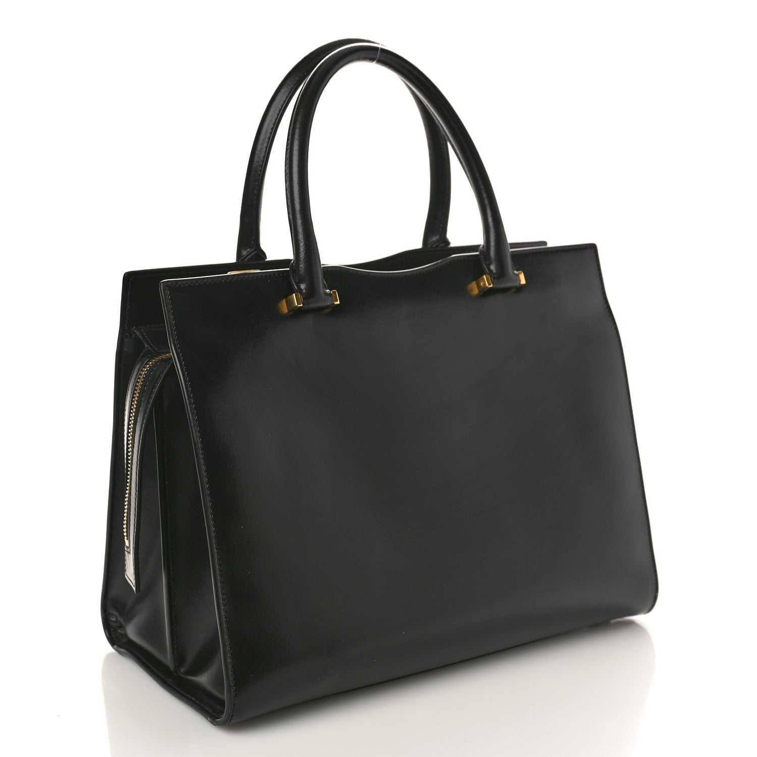 Saint Laurent Shiny Calfskin Medium Uptown Tote Black 2 of 11