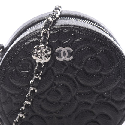 Chanel Caviar Camellia Embossed Round Clutch With Chain Black 10 of 11