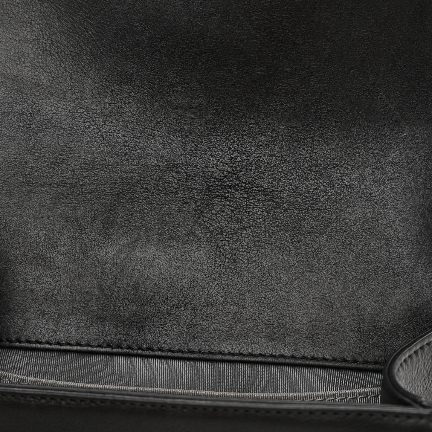 Calfskin Double Stitch Small Boy Flap Black