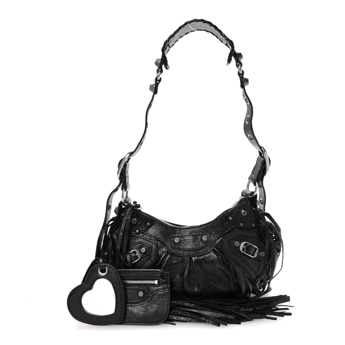 Agneau Arena Le Cagole Fringe Shoulder Bag XS Black