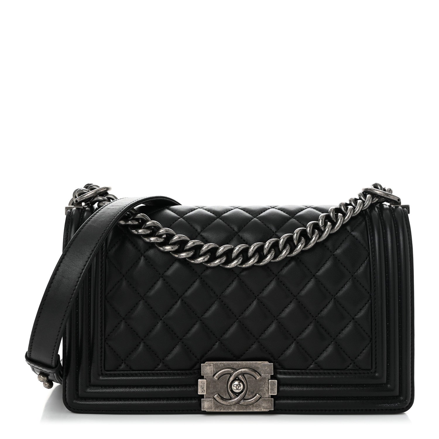 Chanel Lambskin Quilted Medium Boy Flap Black 1 of 10