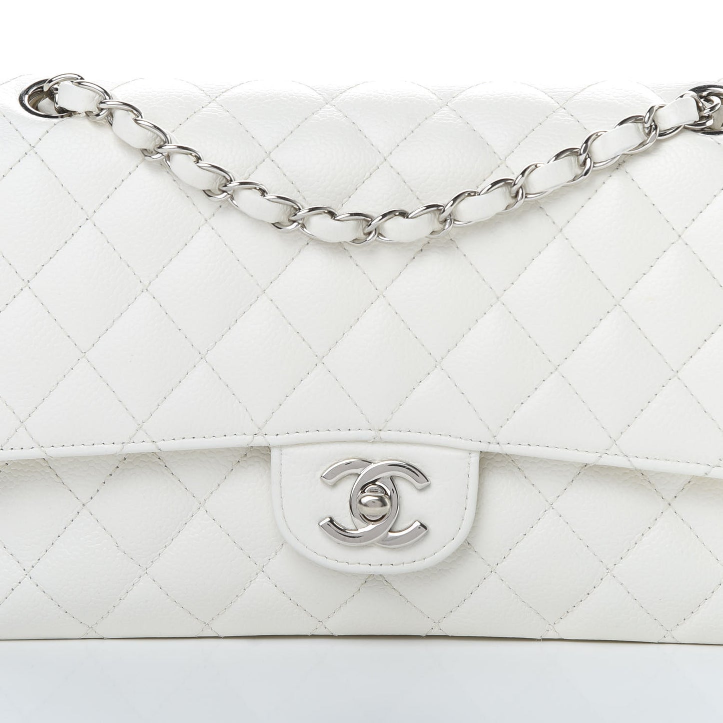 Caviar Quilted Small Double Flap White