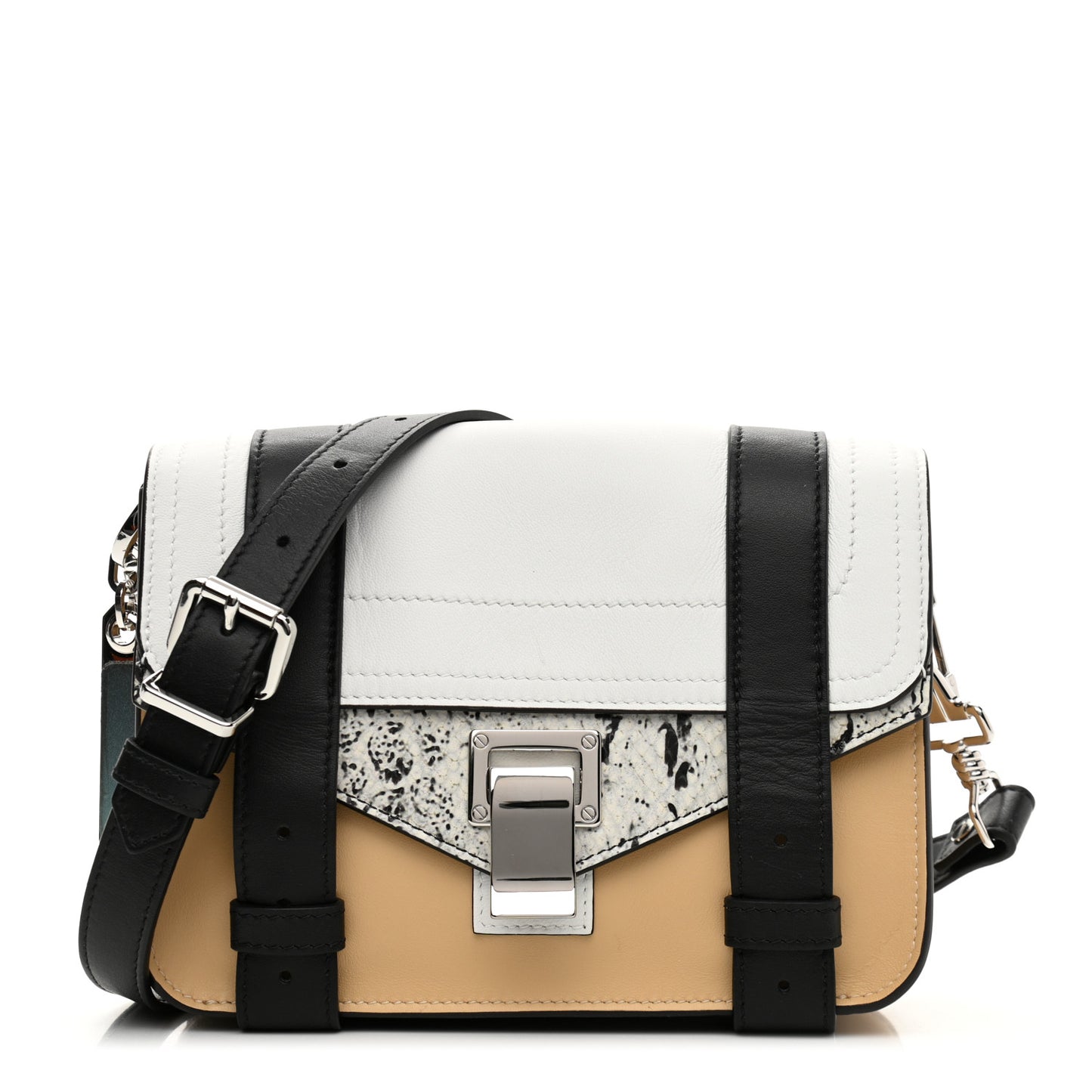 Lambskin Snakeskin Embossed PS1 Mini Pouch Messenger Black Sand