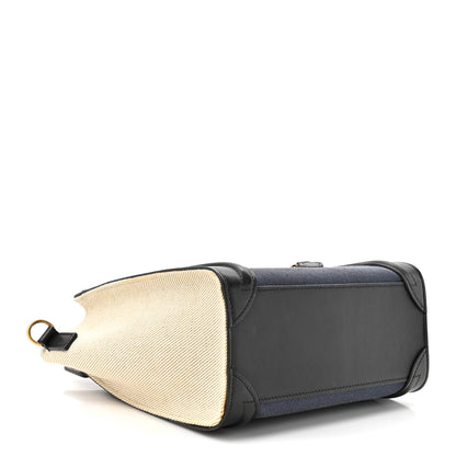 Celine Natural Canvas Smooth Calfskin Nano Luggage Navy 4 of 13