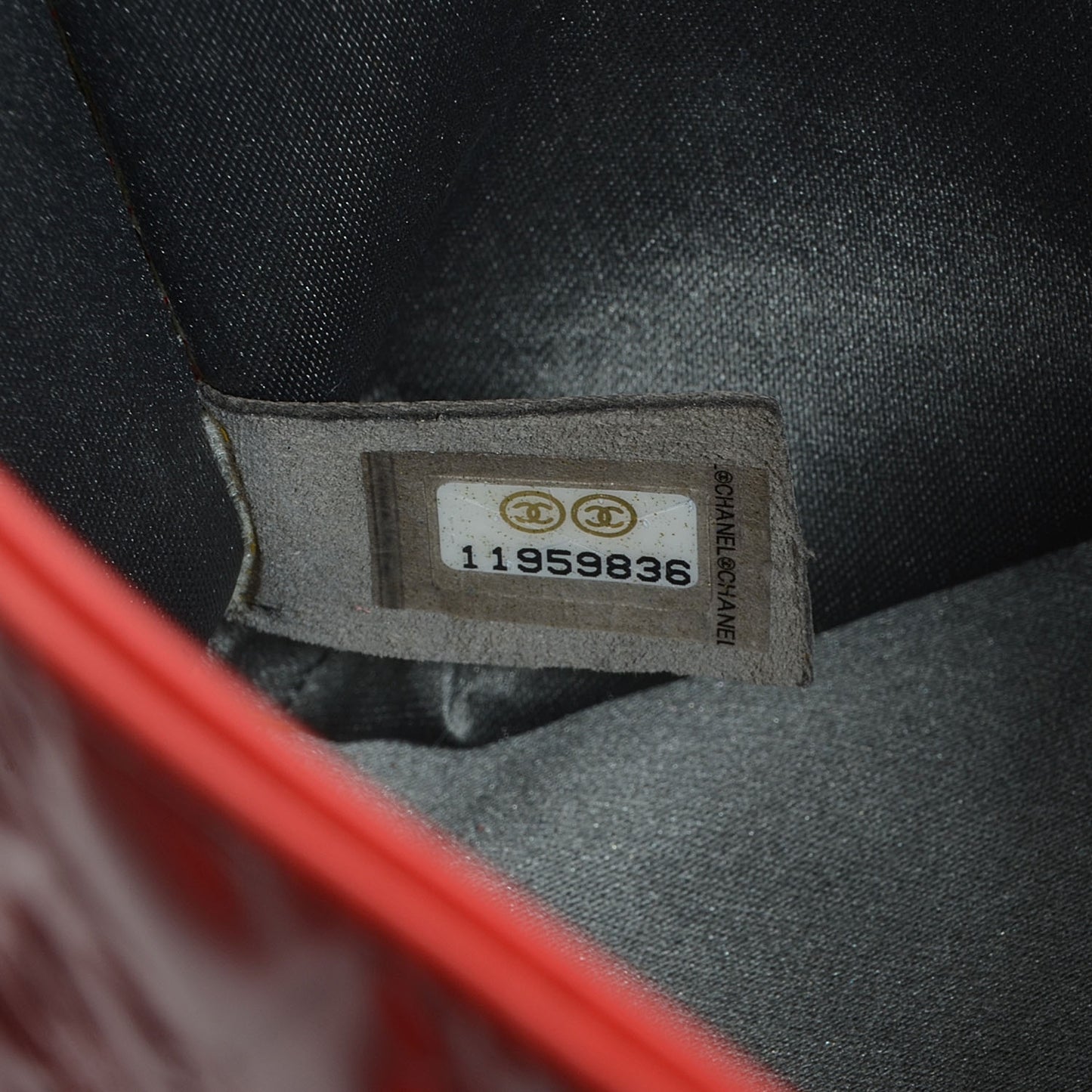 Patent Calfskin Lucky Symbols Pochette Light Red