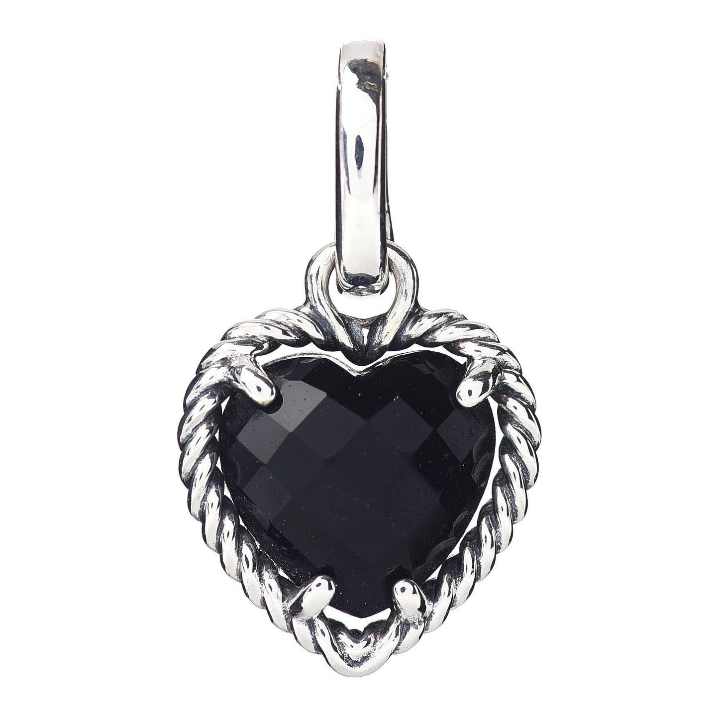 Sterling Silver Black Onyx Heart Charm Pendant