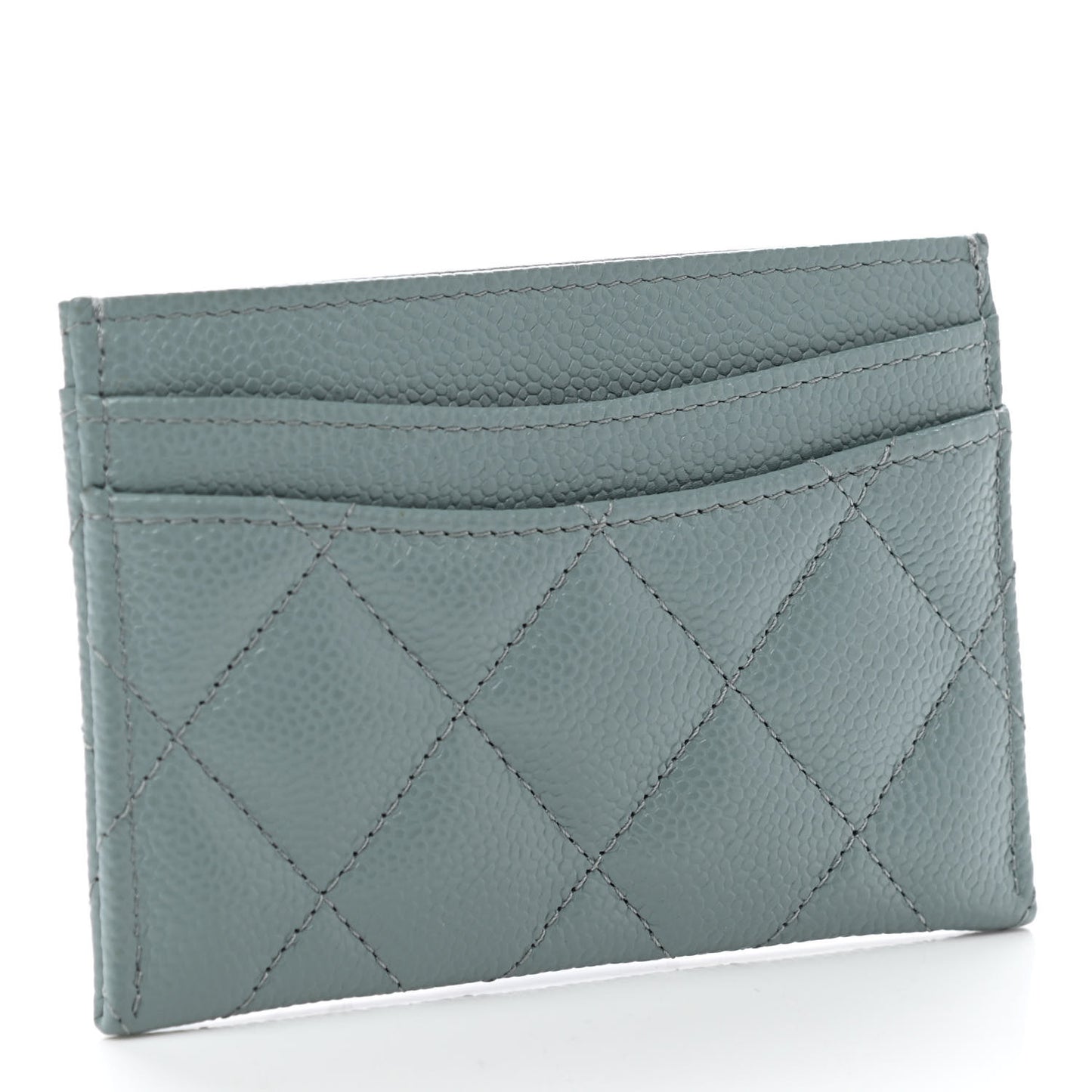 Caviar Quilted Card Holder Light Blue