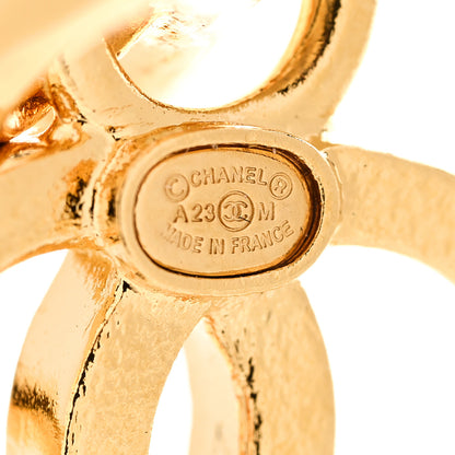 Chanel Metal CC Crystal Seashell Drop Earrings Gold 4 of 5