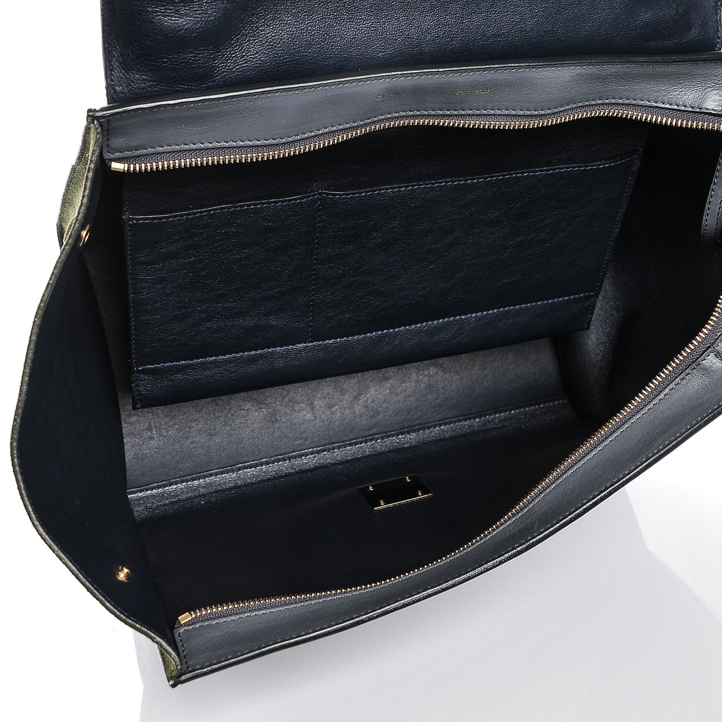 Calfskin Suede Medium Tri-Color Trapeze Navy