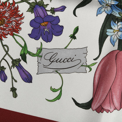 Gucci Silk Twill Flora Square Scarf Ivory Red 2 of 4