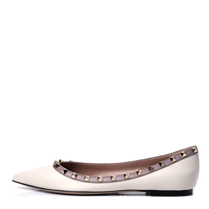 Valentino Garavani Nappa Rockstud Ballerina Flats 39 Light Ivory Poudre 1 of 6