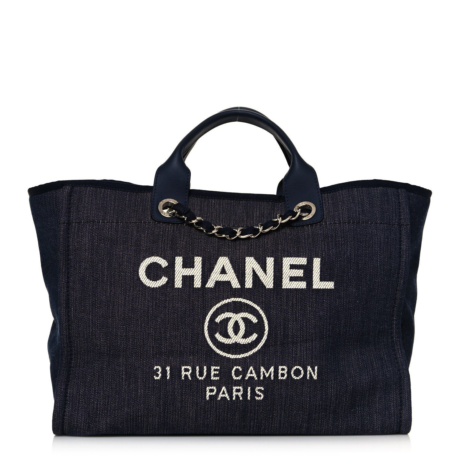 Chanel Denim Medium Deauville Tote Dark Blue 1 of 12