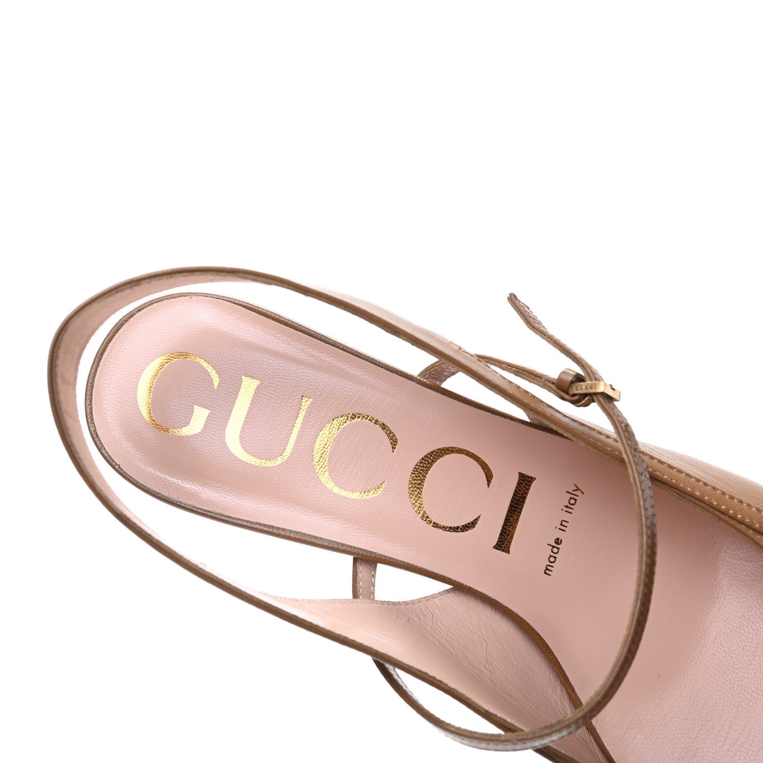 Gucci Malaga Kid Zumi Slingback Low Heel Pumps 38 Friky Taupe 7 of 8