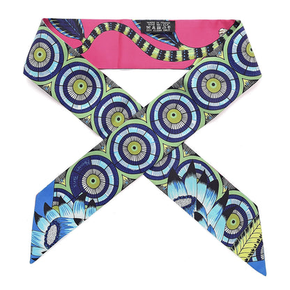Hermes Silk The Savana Dance Twilly Rose Indien Indigo Vert 1 of 4