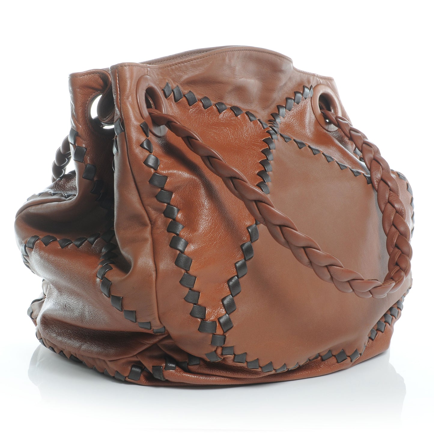 Nappa Leather Woven Shoulder Bag