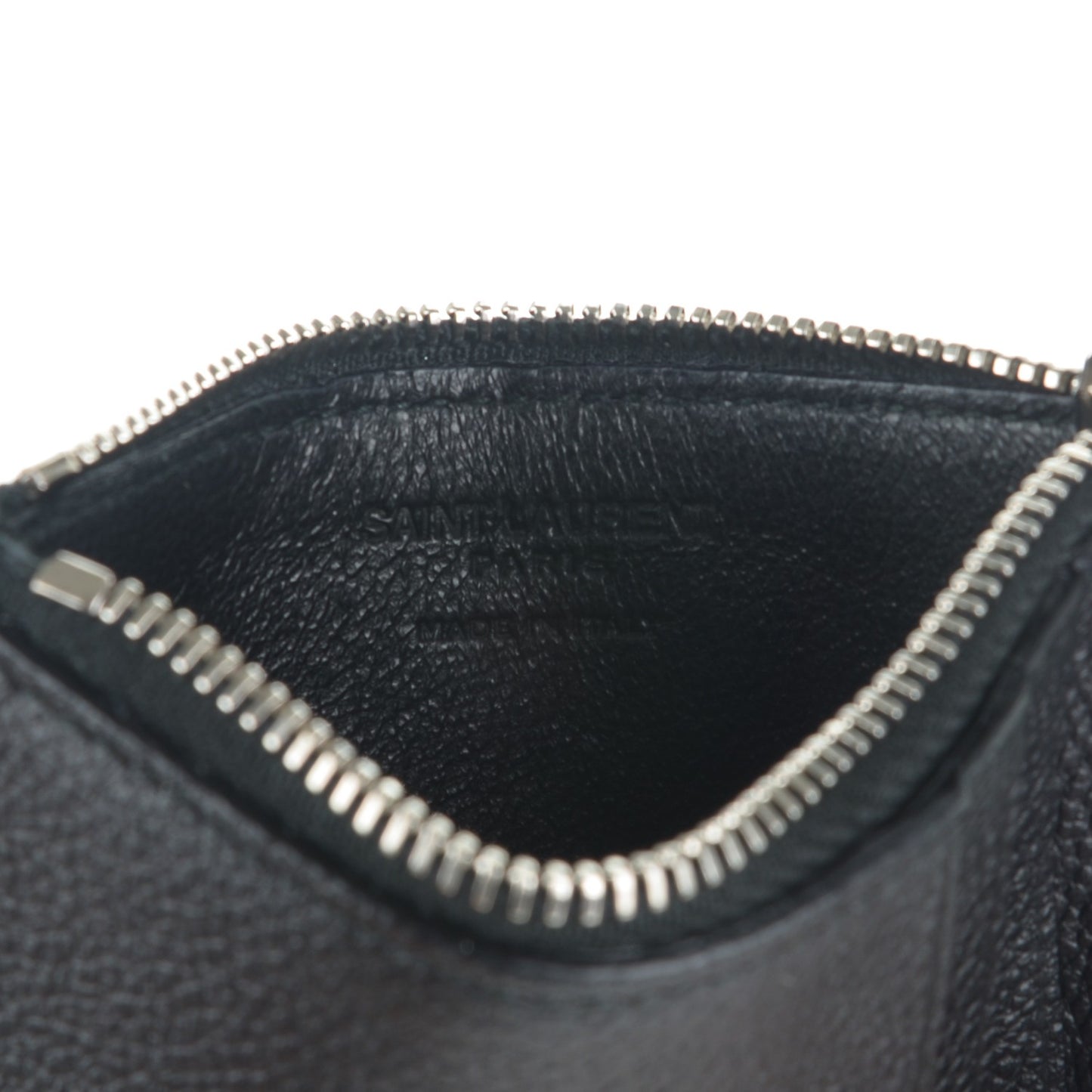 Grained Calfskin 5 Fragments Zip Pouch Card Holder Black
