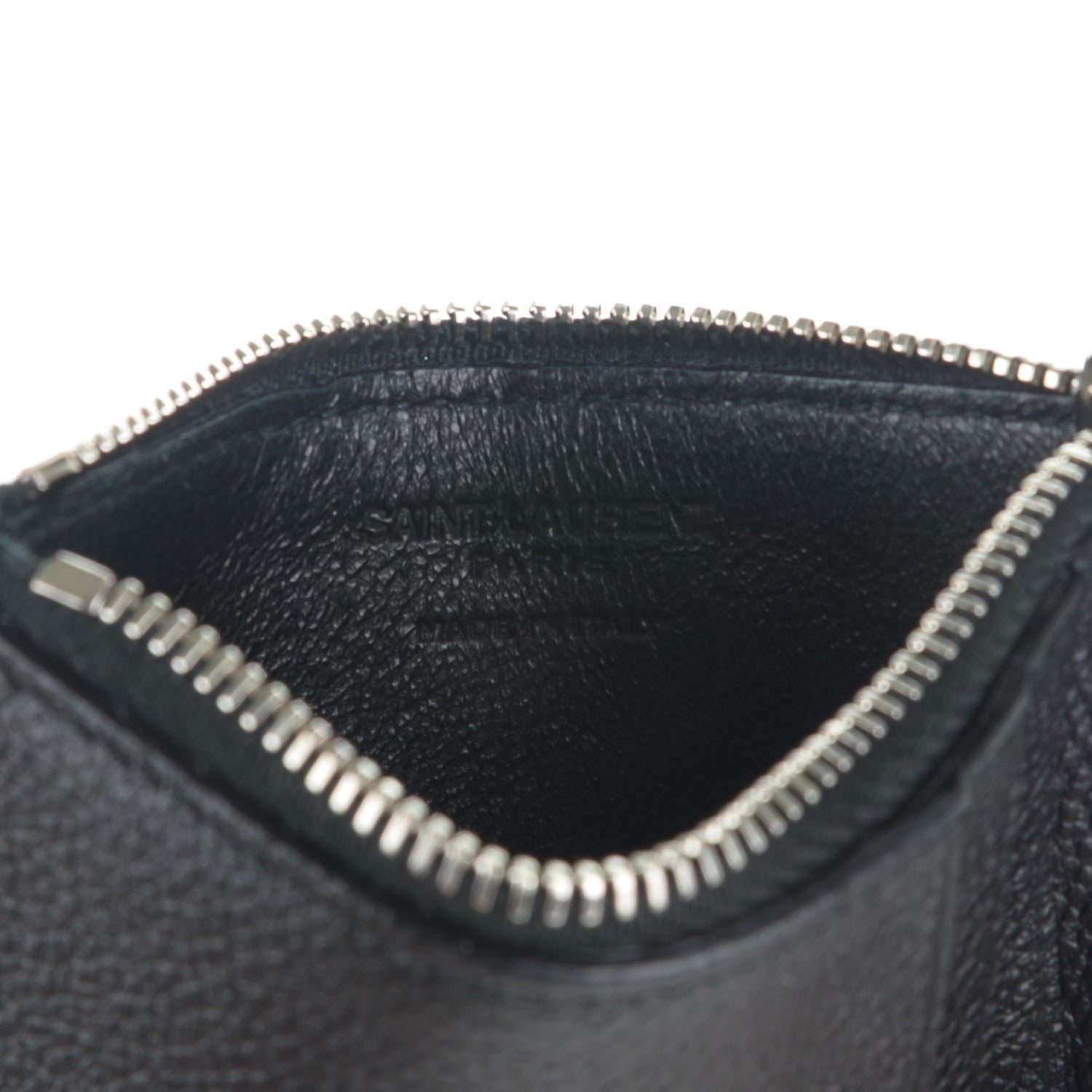 Saint Laurent Grained Calfskin 5 Fragments Zip Pouch Card Holder Black 6 of 7