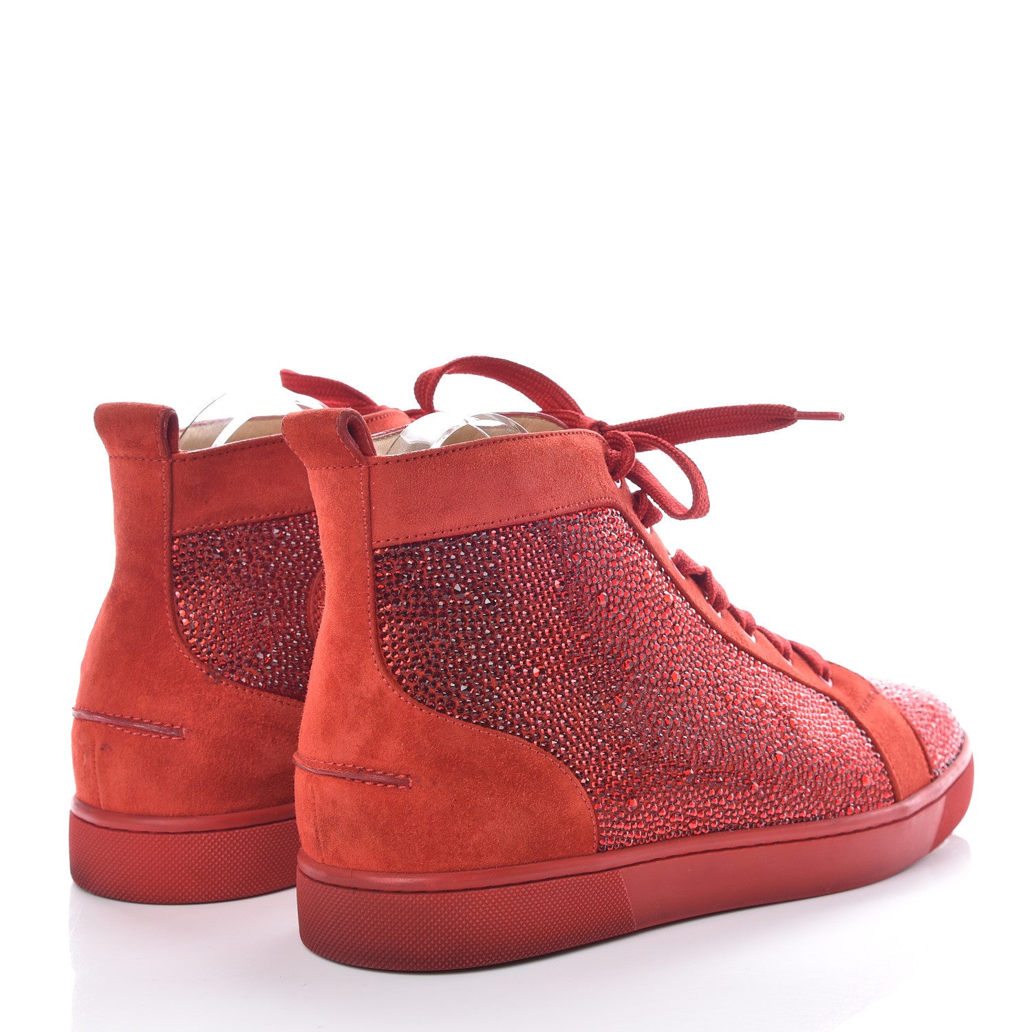 Christian Louboutin Veau Velours Strass Mens Louis Flat Sneakers 41 Red 4 of 18