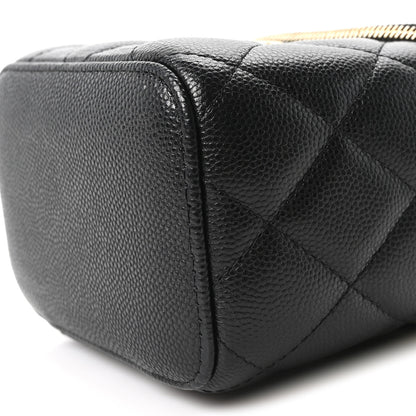 Chanel Caviar Quilted Mini Pearl On Top Vanity Case With Chain Black 10 of 10
