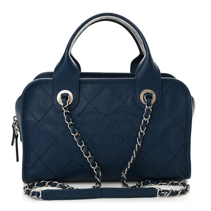 Chanel Caviar Quilted Small Deauville Bowling Bag Blue 1 of 14