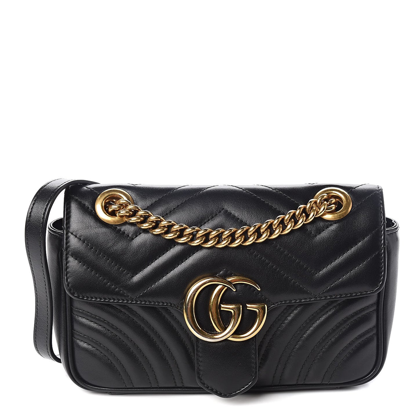 Calfskin Matelasse Mini GG Marmont Shoulder Bag Black