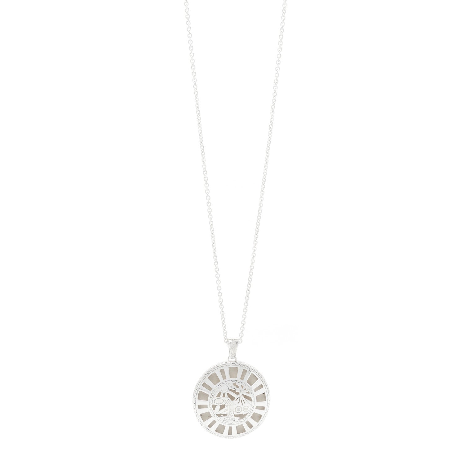John Hardy Sterling Silver Palu Hammered Disc Pendant Necklace 3 of 4