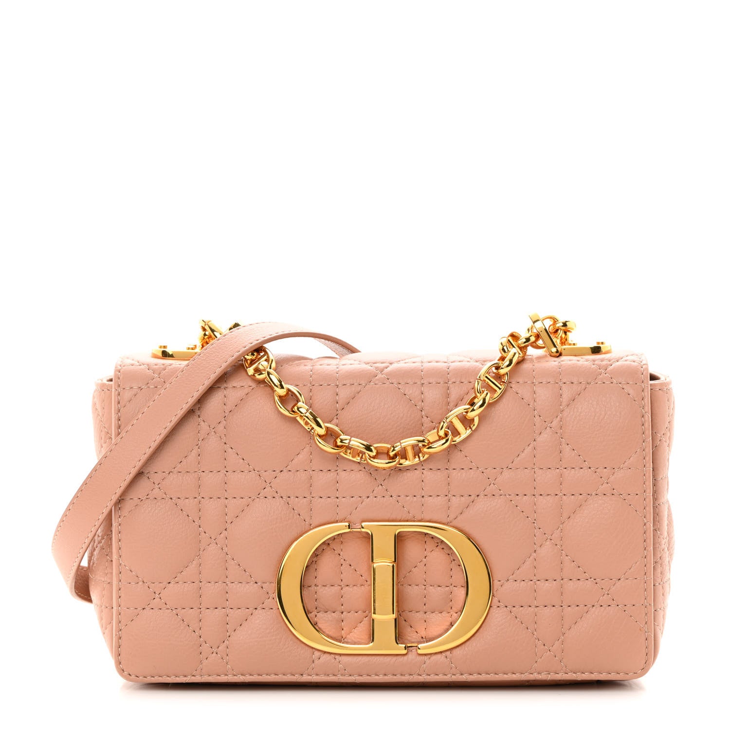 Christian Dior Grained Calfskin Cannage Small Caro Bag Rose De Vents 1 of 15