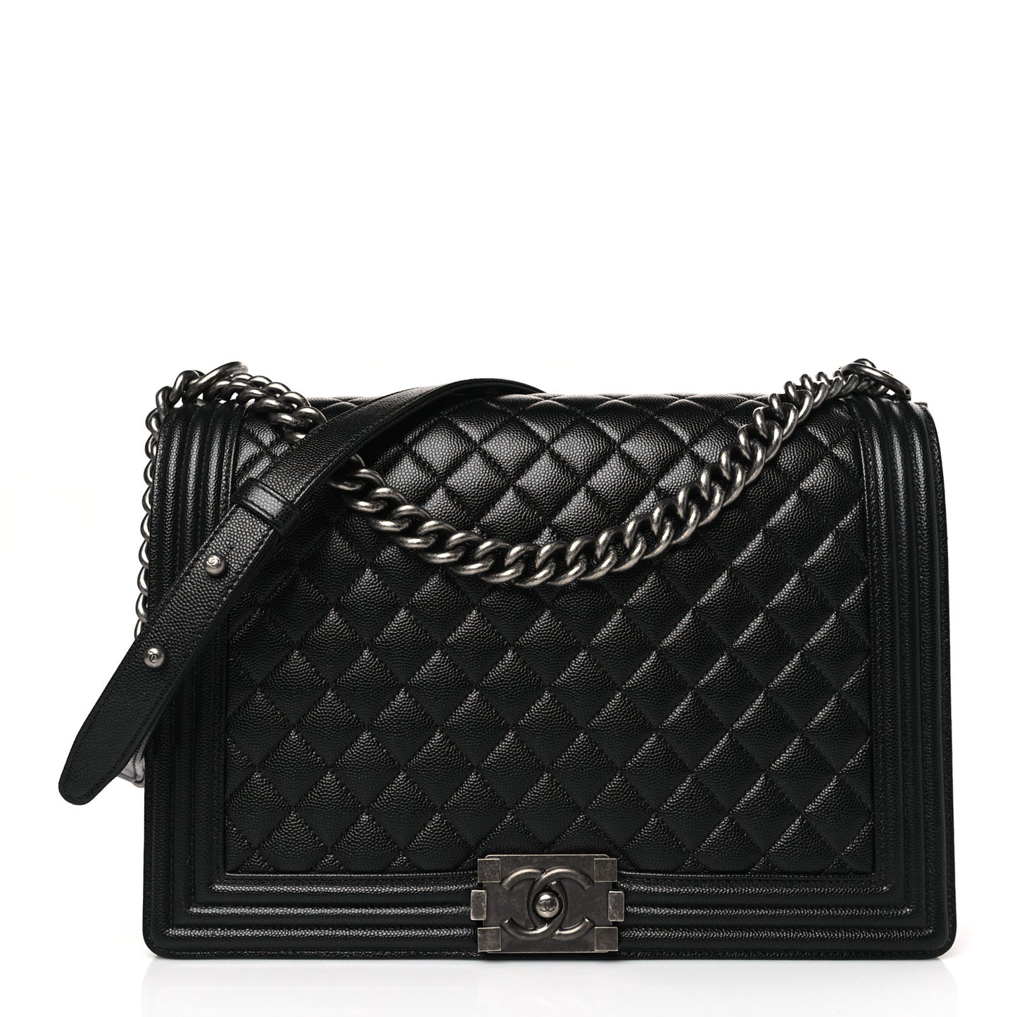 Caviar Quilted Large Boy Flap Black